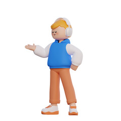 Boy Doing Presentation Pose 3D character