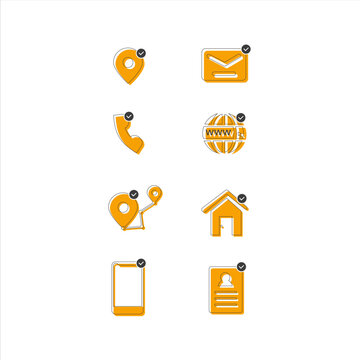 Contact icons set on a white background, business, social, web, phone, contact, locations