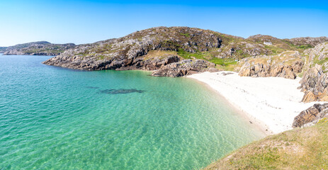 Secluded beach in Achmelvich Bay, Scotland