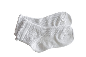 baby white socks with a flower on a white background PNG