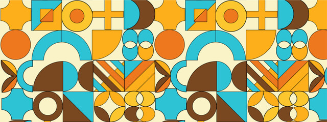 Seamless Pattern of Pop and Colorful Abstract Geometric Shape. Tile Decor Wallpaper