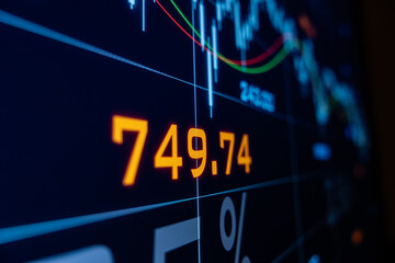 Stock exchange, chart, financial figures and lines.