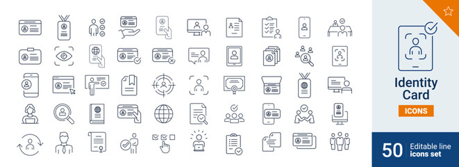 Identity icons Pixel perfect. Passport, avatar, profile, ....