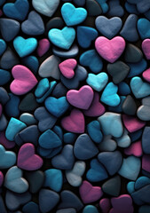 Heart shaped pebbles background