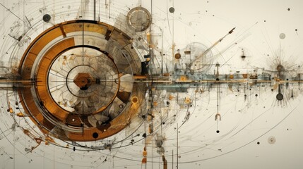 Abstract technology background with cogwheels and gears. 3D rendering.  - obrazy, fototapety, plakaty