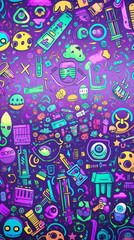 Obraz premium Generative ai seamless retro abstract shapes background 80s 90s vibes