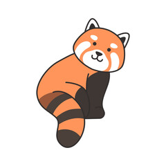 Cute cartoon red panda isolated on white background. Vector illustration.