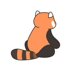 Cute red panda sitting on white background. Vector illustration.