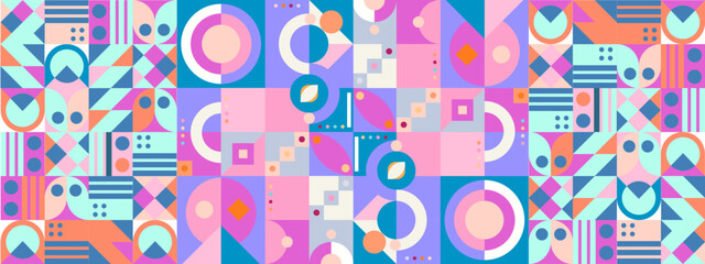 vector flat mosaic horizontal banner template