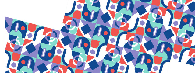 Obraz premium Seamless Pattern of Pop and Colorful Abstract Geometric Shape. Tile Decor Wallpaper