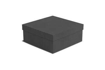 Black square shoes box mockup isolated on white background. 3d rendering.