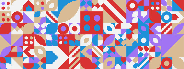 Colorful modern geometric banner with shapes
