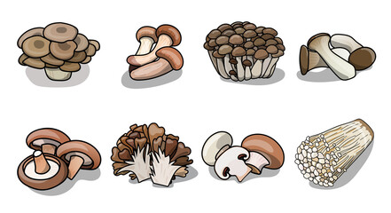 秋のキノコセットのイラスト素材