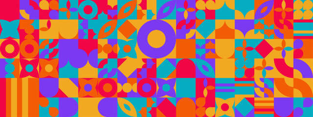 Colorful modern geometric banner with shapes