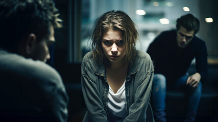 Young woman facing distressing harassment