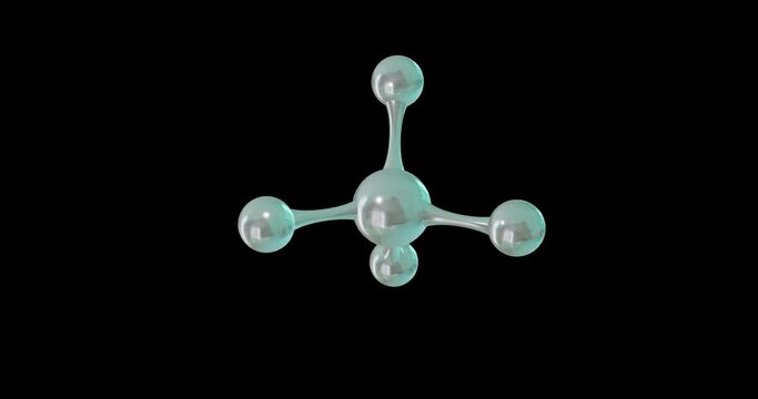 Animation of micro of molecules model over black background