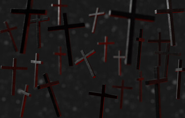 blurred background of burned crosses