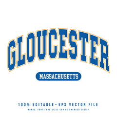 Gloucester text effect vector. Vintage editable college t-shirt design printable text effect vector