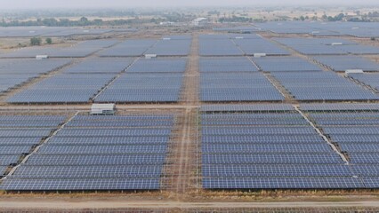 Solar energy farm. Aerial view of a solar farm in Asia.