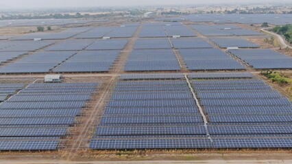 Solar energy farm. Aerial view of a solar farm in Asia.