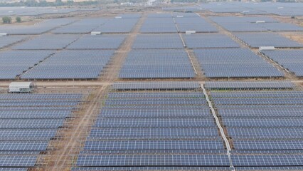 Solar energy farm. Aerial view of a solar farm in Asia.