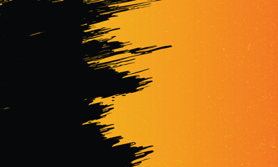 Abstract orange and black brush grunge texture background with copy space