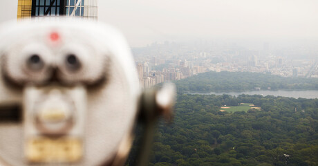 Skyline of Manhattan from Top of the Rock. Central Park. New York, USA