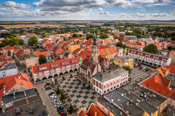 Fototapeta na wymiar Aerial view of city Jawor in Lower Silesia- captured in summer day.