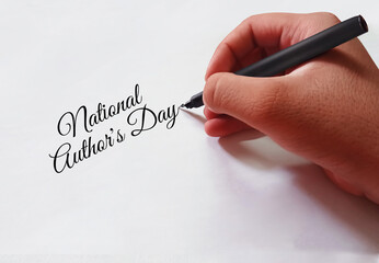 national author's day background with Hand writing on paper and colorful typography. 1st November is observed as Author's day, backdrop