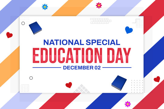 National Special Education Day Wallpaper With Books And Typography Design. December 02 Is Observed Special Education Day, Backdrop