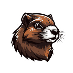 Esport vector logo groundhog on white background side view, groundhog icon, groundhog head, groundhog sticker