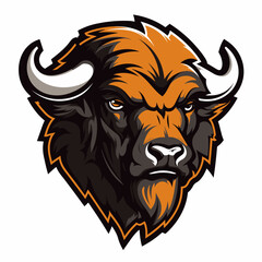 Esport vector logo buffalo on white background side view, buffalo icon, buffalo head, buffalo sticker, bull, bison