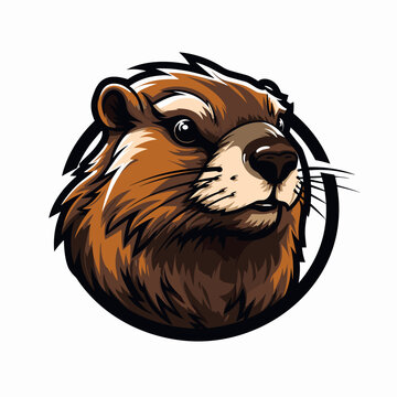 Esport vector logo groundhog on white background side view, groundhog icon, groundhog head, groundhog sticker