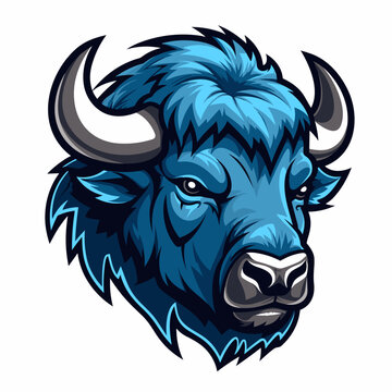 Esport vector logo buffalo on white background side view, buffalo icon, buffalo head, buffalo sticker, bull, bison