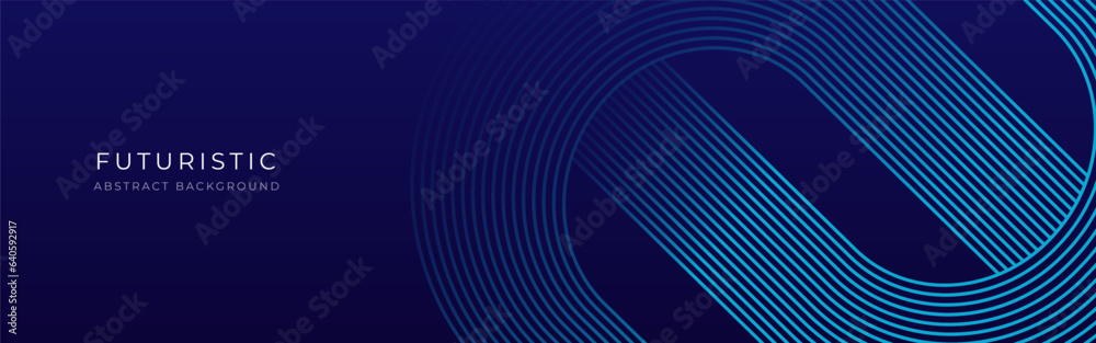 Poster abstract futuristic blue glowing geometric lines on dark blue background. modern diagonal background