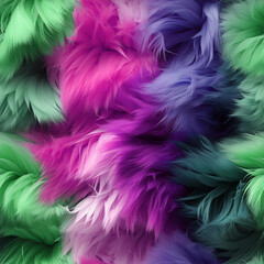 Seamless Colorful Plush Fur Pattern Background, Multi-color Furry Plushie Texture