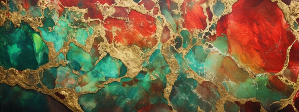 Abstract marble marbled stone ink liquid fluid painted painting texture luxury background banner - Blue red swirls gold slashes details