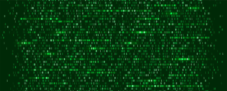 Binary computer code. Cyber background constructed with numbers one and zero. Abstract visualization of programming. Vector illustration.