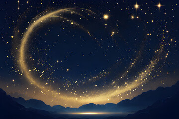 starry night sky, A captivating photograph that captures the calm and beauty of the night sky against an abstract background