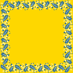 Vector illustration of Ukrainian ornament in ethnic floral style with oak leaves and acorns, identity, vyshyvanka, embroidery for print clothes, websites, banners. background. Floral design, border