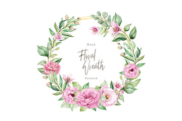  watercolor poppy floral wreath illustration
