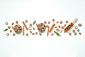 Tasty and sweet food - almonds in chocolate