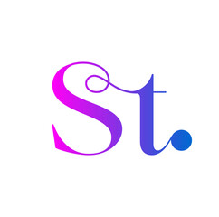 St typography icon with calligraphy letters.