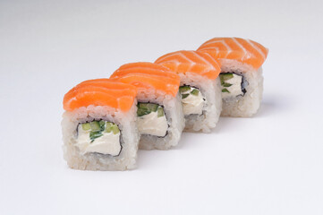 philadelphia roll with cucumber on a light background