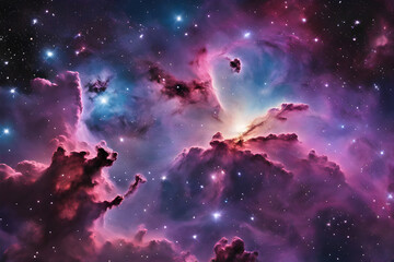 An enchanting and pulsating cosmic view displaying a mesmerizing, vibrant galaxy cloud nebula