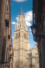 Tower of the cathedral of Toledo, Spain - obrazy, fototapety, plakaty