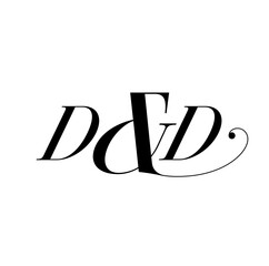 D and D typography vector monogram in calligraphy style.