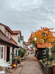 Fototapeta na wymiar Beautiful street in the center of Ulm Old City. Small beautiful German town