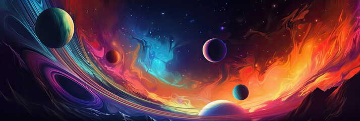 Planets and stars in outer space universe