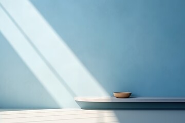 Minimalistic scenes in rooms with light and shadows for product placements.